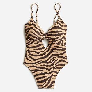 J. Crew Front-twist one piece in zebra stripe